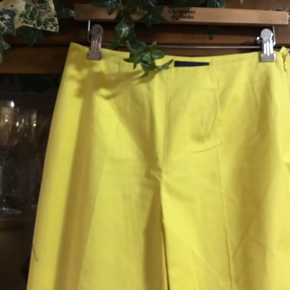 Piazza Sempione Audrey Pants Cropped Italy RARE YELLOW & CORAL Size US 8  IT 44 - Picture 4 of 14